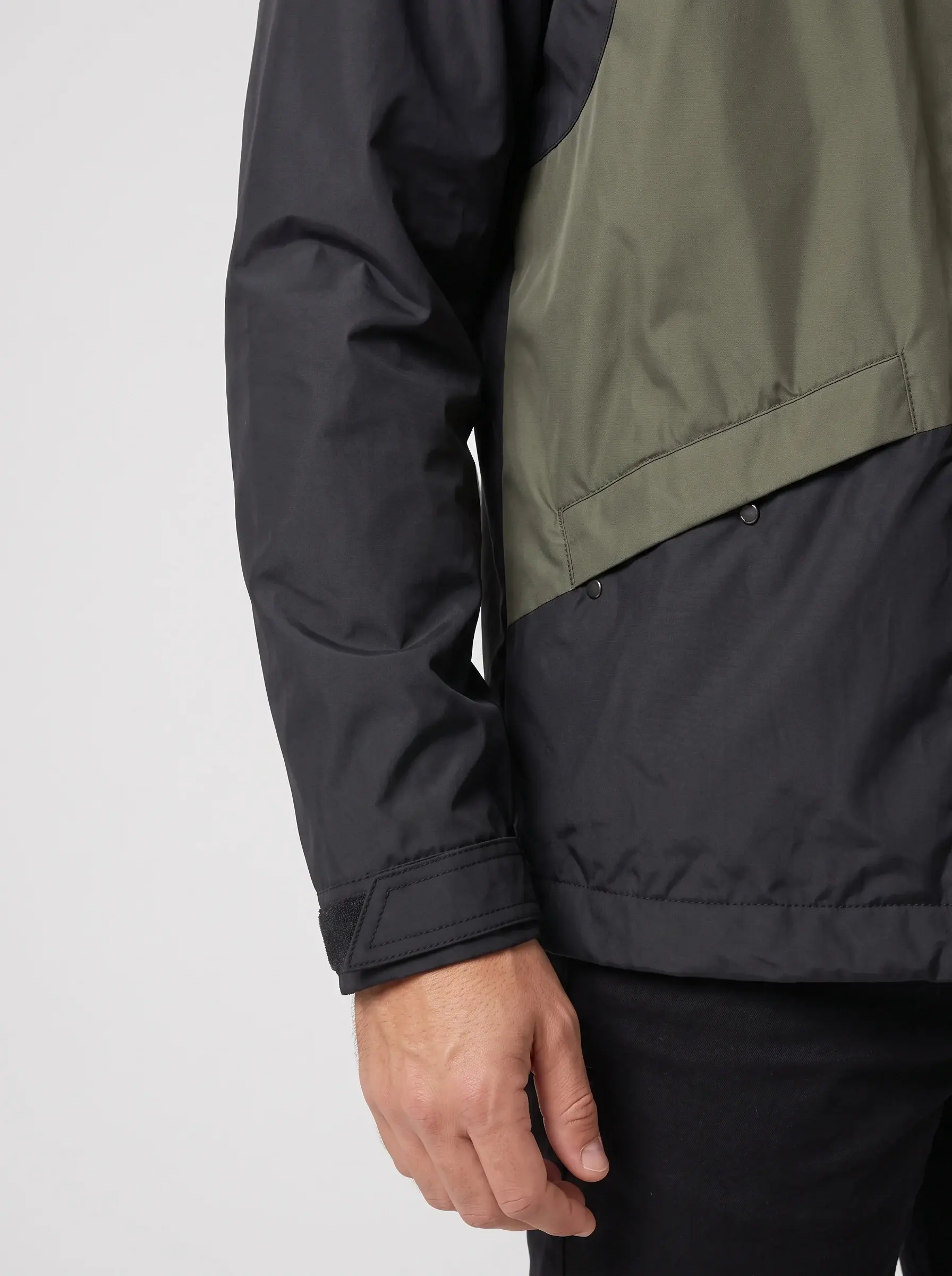 Colour-Block Hooded Jacket — sleeve and panel detail